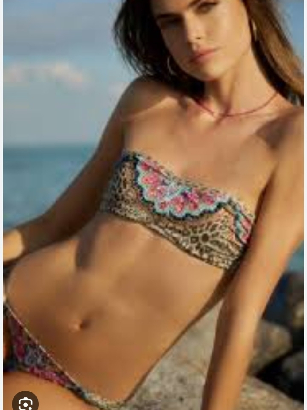 New With Tags PQ Swim Raja Embroidered Bandeau Bikini Top Size Medium